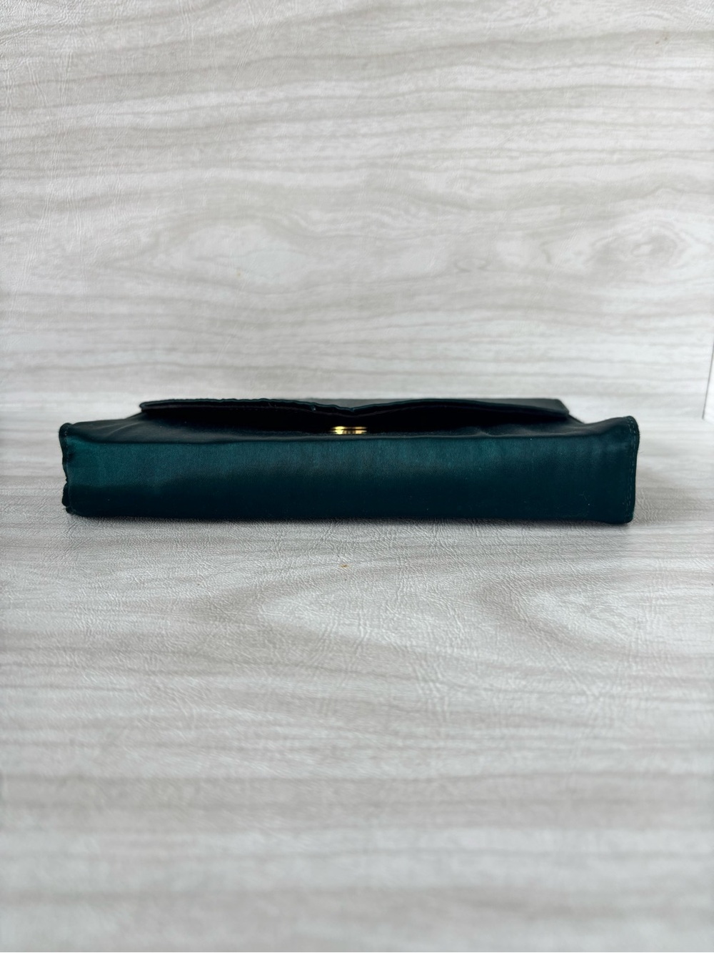Vintage Teal Satin Evening Clutch Purse Gold Chain Strap Formal Shoulder Bag - Picture 7 of 7